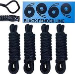 WindRider Boat Fender Lines 4 Pack of 3/8in 6ft Black Line, Whipped Ends, 5in Loops - Rope for Docking and Pontoon Boat Accessories Line for Fenders and Bumpers Boat Dock Boat Dock Lines & Rope