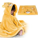 Kids Bath Towel Ultra Soft Hooded Towel Highly Absorbent Bathrobe Blanket Toddlers Shower Gifts for Boys Girls-Extra Large 27.5" x 55" (Yellow Tiger)