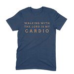 HopeGifts Walking with The Lord Is My Cardio Men's T-Shirt - Navy Blue, XXXL