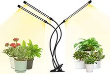 iPower LED Grow Light, 6000K Full Spectrum Clip Plant Growing Lamp with 126 White Yellow LEDs for Indoor Plants, 5-Level Dimmable, Auto On Off with 4/8/12H Timer