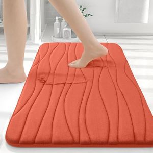 Buganda Memory Foam Bathroom Rug Mat 24x16, Extra Soft and Absorbent Bath Mats, Non-Slip and Machine Washable Bath Rugs for Bathroom Floor,Tub and Shower, Coral
