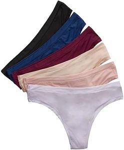 Hanes Women's Super Stretch Underwear Pack, Comfort Flex Fit Brief, Bikini or Thong Panties, 6-Pack, Assorted Thong, Medium