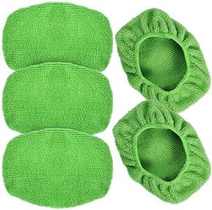 eFuncar Microfiber Cleaning Cloth for Windshield Cleaning Tool, Windshield Cleanner Wand Replaceable Glass Cleaning Bonnets, Interior Auto Window Cleaner Washing Pads, Fit 5”, Green, 5 Pack