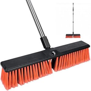 Push Broom, Heavy Duty Outdoor Broom with 55" Long Handle for Cleaning of Patios, Driveways, Garages, Patios, Warehouses and Concrete Floors, 18 Inches
