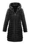 RISISSIDA Long Faux Fur Coat Women Jacket with Hood Fuzzy Fleece Plus Size Oversized Thermal Warm Fluffy Furry Overcoat Black 120757A XX-L