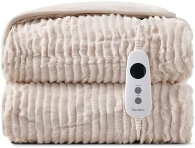 Dreamaker Eyelash Long Ribbed Fleece Electric Heated Throw Blanket 200x180cm Winter Warmer Reversible Rug Energy Efficient Overheat Protection 9 Heat Settings Extra Long Cord Controller- Natural