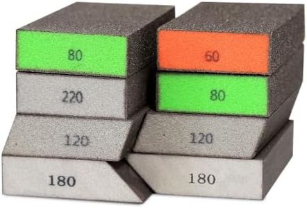 BOSHCRAFT 8 Pcs Sanding Sponge Set, 80/120/180/220 Grit 2 Pcs Each, Washable & Reusable Sanding Block for Wood Drywall Metal, Single & Dual Angle, 2-3/4" x 5"