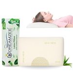 DREAMZEE Certified 100% Natural Latex Pillow Slim Pillow with Aloe-Vera Zipper Fabric for Side and Stomach Sleepers | Organic Bed Pillow Size 24x15 Inches - with Organic Pillow Cover (Pack of 2Pcs)