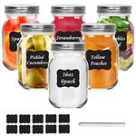 16 oz Mason Jars with Sliver Lids 6Pack, AuroTrends Mason Jar Drinking Glasses with Lids - Pint Mason Jars 16 oz with Silver Lids for Drinks/Canning/Preserving/Meal Prep(16oz, Set of 6)