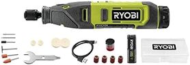RYOBI Mini-Outil Rotatif - 4V USB Lithium RRT4-120GA15 – 15 Accessoires Inclus, Vitesse Variable, Compact et Précis – Gravure, Ponçage, Découpe – Coffret avec Rangement