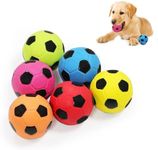 LLSPET 2'' Latex Squeaky Dog Soccer Ball Toys, Dog Football Ball for Puppy Small Medium Dogs, Vibrant Colors Soccer Chew Fetch Throw Ball 6 Pcs/Set