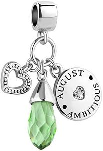 LovelyJewelry August Birthday Heart Love Simulated Birthstone Charms for Bracelets