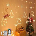 Jsdoin LED String Light Christmas Curtain Light 3.5M Waterproof Fairy Light String Christmas Window Lights 8 Modes Wedding Party Garden Bedroom Decoration USB+Battery Box