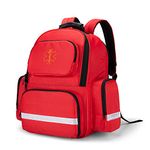 Trunab First Responder Bag Trauma Backpack Empty, Medical Emergency Kits Storage Jump Bag Pack for EMT, EMS, Police, Firefighters, Red, BAG ONLY - Patented Design