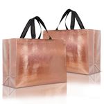 Drapme Large Size Pack of 10 Pcs Glossy Metallic Laminated Non-Woven Reusable Eco-Friendly Party Return Gift Bags (Copper) (Large 17x12x5 Inch)