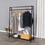 SSS Furniture Clothing Garment Rack with Shelves, Metal Cloth Hanger Rack Stand Clothes Drying Rack for Hanging Clothes, Easy Assemble Clothing Rack for Bedroom or Boutiques(Black)