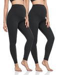 HOFISH Womens High Waisted Leggings Workout Gym Yoga Stretchy Pants 2Pack Black Large