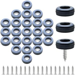 Suiwotin 24pcs 3/4" (19mm) Screw on Furniture Sliders, Teflon Chair Leg Slides, Round Furniture Glides with Screws for Hardwood Floors Protectors (Gray/Black)