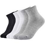 Athletic Socks Women Ankle Cushioned Running Socks Thick Cotton Sports Socks Moisture Wicking 6 Pairs (2Black+2White+2Grey,5-8)