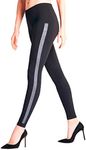 FALKE Women's Clean Intensit Leggings Opaque Black Blue Green Thick With Vertical Stripe For Summer Or Winter Casual Looks 1 Pair, Black (Black 3009), S