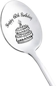 RFTWXHPN 60 Yr Old Birthday Gift Spoons for Women Men Happy 60th Birthday Spoon Gifts for Coffee Tea Lovers Grandpa Niece 60 Years Old Birthday Gifts for Aunt Dad Peanut Butter Spoon