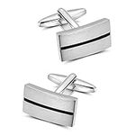 Mr.Van Simple Stripes Cufflinks Platinum Plated Metal Geometric Shape Cuff Link for Mens Business Wedding Present