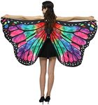 Costume Bay Woman's Soft Fabric Multicolour Butterfly Wings Cape Scarf Wrap Printing Shawl Butterfly Fairy Ladies Halloween Dress Up Cape Ladies Costume Accessory (Gradient Red/Green, ONE)