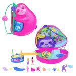 Polly Pocket Playset and Travel Toy with 2 Micro Dolls and 12 Accessories, Animal Toy, Sloth 2-in-1 Purse Compact