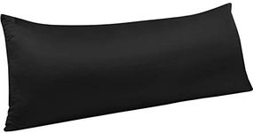 NTBAY Zippered Satin Body Pillow Pillowcase, Silky Slip Cooling Body Pillow Cover, Long Side Hidden Zipper, 20x54 Inches, Black