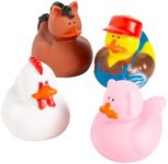 Fun Express Farm Animal Rubber Ducks Duckies Party Favors - 12 Pieces