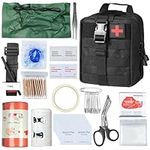 Kosibate Survival First Aid Kit,Emergency Trauma Kit,IFAK Med Kit,Outdoor Gear Emergency Kits Trauma Bag,Military Tactical IFAK for First Aid Response,Camping Hiking Molle IFAK EMT for Trauma(Black)