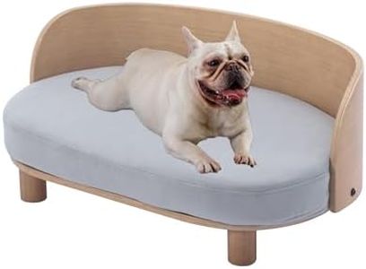 Dog Sofa, Dog Beds with Removable Cushion Pet Sofa with Solid Wood Legs and Bent Wood Back Dog Couch for Dogs and Cat-Small Light Grey