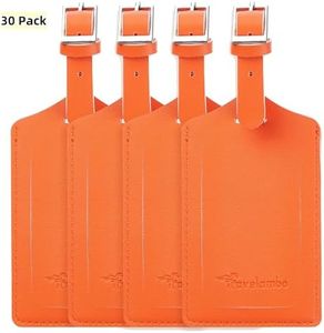 Travelambo 30 Pack Leather Luggage Tags for Suitcases Travel Tags,Orange
