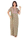 Evolove Women's Cotton Long Maxi Night Gown Nighty Dress with Pocket & Stylish Button, Super Soft Comfortable (Forest Green, LNGCO3080FG-XXL)