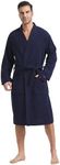 FashGudim Terry Cloth Robes for Men Big and Tall Short Mens Kimono Robe Super Absorbent Spa Bathrobe Calf Length With Pockets, Navy, 5X-Large-6X-Large