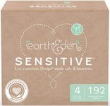 Earth & Eden Sensitive | Eco-Conscious & Hypoallergenic Diapers | Size 4 | 192 Count