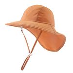 Zsedrut Toddler Summer Hat with Neck Flap Waterproof Kids Swim Hat Baby UV Protection Sun Hats Beach Cap for Boys Girls (Caramel, (44-48CM) 3M-12M)