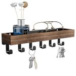 SWTYMIKI Key Holder with Wood Tray and 6 Hooks, Wall Mounted Key Racks, Key Hangers Home Decor Key Rack Mail Organizer for Hallway, Entryway, Bedroom, Mudroom, Office