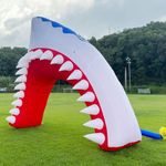 V-infla Inflatable Shark Mouth Arch Inflatable Shark Archway Entrance 13ftx13ft with Blower for Sea World Event Birthday Party Ocean Theme Decoration