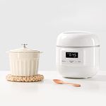 MEEDEER Slow Cooker White, Small Slow cooker 1QT, Smart Appointment, Ceramic Interior pot, Automatic Multi-function Rice Cooker, Elecric Stew, Yogurt Maker Keep Warmer