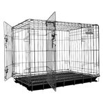 Bestie Foldable Strong Metal Wire Dog/Cats/Rabbits Cage/Crate/Carrier/Kennel with Tray, Double Door for Dogs