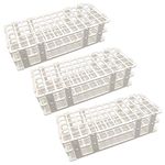 POCOMOCO 3 Packs Plastic Test Tube Rack, 60 Holes Lab Test Tube Rack Holder for 16mm Test Tubes, White, Detachable (60 Holes)