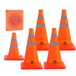 RoadHero 18 Inch [6 Pack] Collapsible Traffic Safety Cones, Multi Purpose Pop-up Cones with Reflective Collar for Road Safety, Orange Cones for Driving Training, Parking Lots
