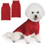 YUDODO Small Dog Pullover Sweater Cold Winter Cable Dog Knitwear Classic Turtleneck Thick Warm Dog Clothes Christmas Pet Dog Sweaters for Chihuahua Bulldog Dachshund Pug Yorkie(Small,Red)