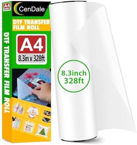 CenDale DTF Transfer Film Roll 8.3 Inch x 328ft - A4 DTF Film Roll Matte for DTF Printer, Hot/Cold Peel DTF Roll Film 8.3 Inch for Dark & Light T-shirt, Double Side DTF Paper Roll, 8.3" x 328ft, Matte