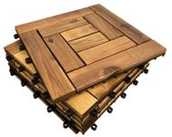 CLICK-DECK 10 Slat Hardwood Decking Tiles | Patio, Balcony, Concrete, Hot Tub Deck Tiles | 30x30cm Square Connect Flooring | Easy Installation | Great Drainage (72x Hardwood Tiles)