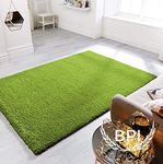 BPIL Shaggy Rugs Soft plain Thick Pile Large Small Antiskid Area Rug Green Color Size (80X150cm)