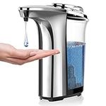 PZOTRUF Automatic Soap Dispenser, Touchless Dish Soap Dispenser 17oz/500ml with Infrared Sensor, 5 Adjustable Soap Levels, Liquid Hand Soap Dispenser for Bathroom Kitchen (Silver)