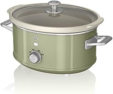 Swan SF17021GN Retro Slow Cooker with 3 Temperature Settings, Keep Warm Function, 3.5L, 200W, Retro Green