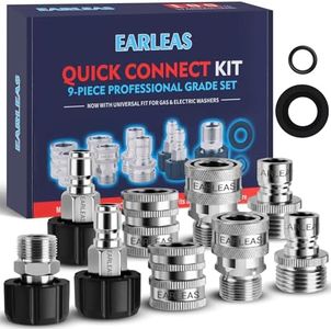 EARLEAS Pressure Washer Quick Connect Kit, 9-Piece Stainless Steel Adapter Set, M22-14mm to 3/8" Quick Disconnect with M22-15mm Adapter, 3/4" Garden Hose Fittings for Gas & Electric Pressure Washers
